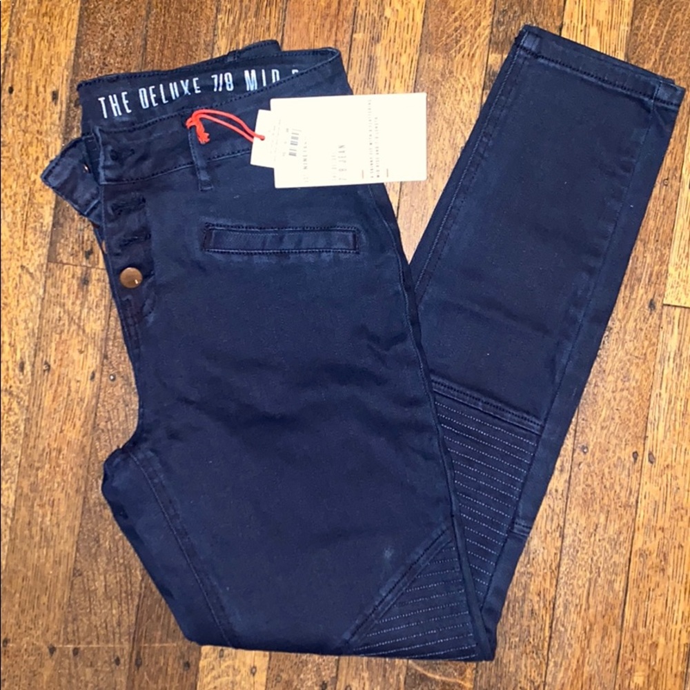 Dark Blue Denim Button-up Skinny Fit Jeans